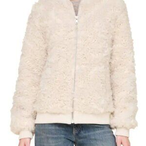 Avec Les Filles Cream Textured Teddy Jacket - Like New